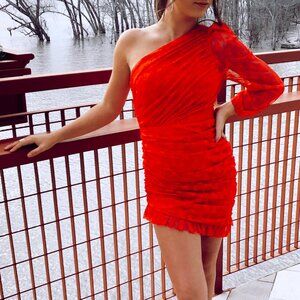 Showpo Red Lace Mini Dress